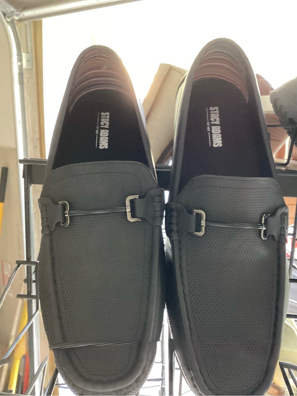 Stacy Adams Black Perforated Bit-Detail Slip-Ons